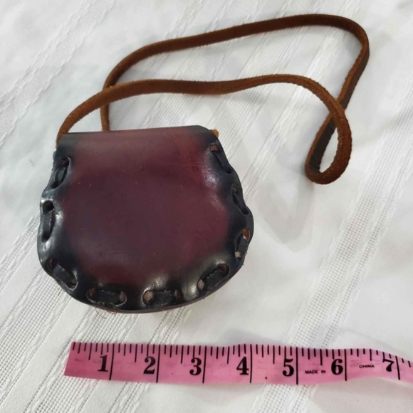 Vintage Genuine Leather Floral Embossed Tooled Hand Painted Mexican Mini Bag - Picture 4 of 8